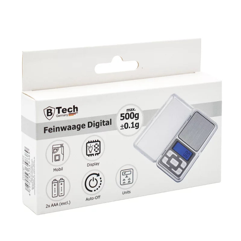 Digitale Feinwaage 500 g / 0,1 g – Präzisionswaage mit LCD & Tara-Funktion
