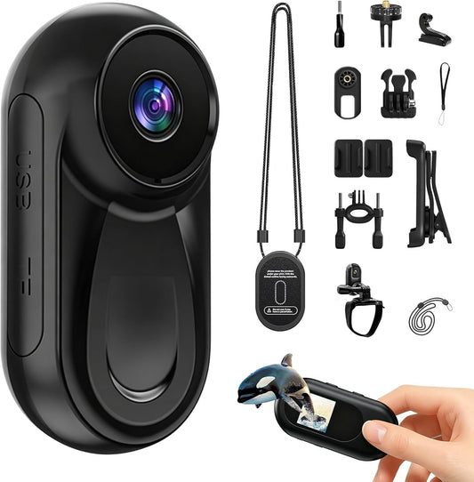 LIROPAU Mini Action Kamera 1080P – Magnetische Bodycam mit Display