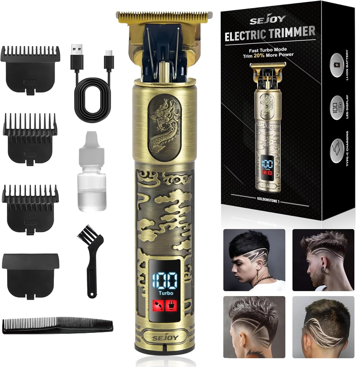 Sejoy Profi Haarschneider & Barttrimmer mit T-Klinge und LED Display