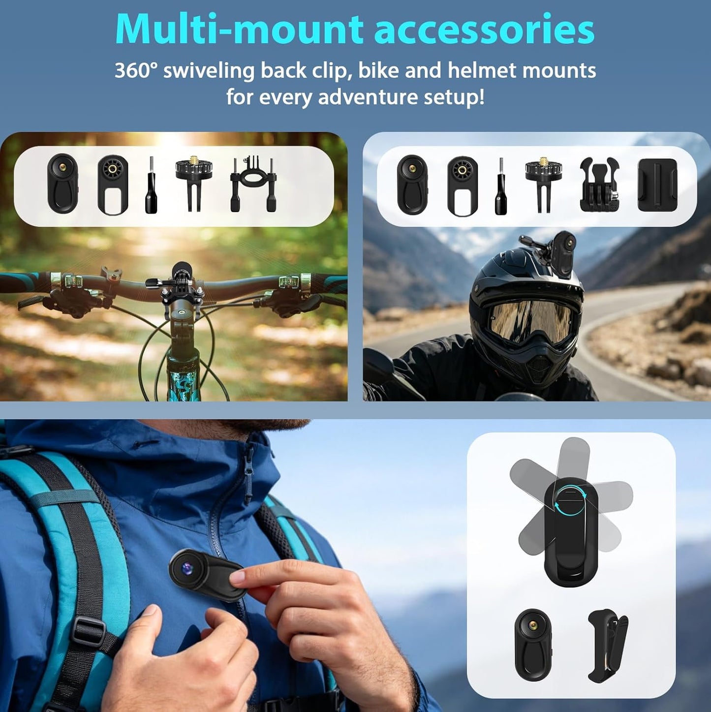 LIROPAU Mini Action Kamera 1080P – Magnetische Bodycam mit Display