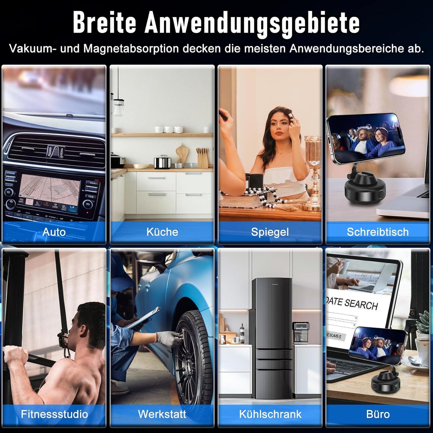 Magnetische Elektrische Handyhalterung Auto – Vakuum, 360° Drehbar & Faltbar