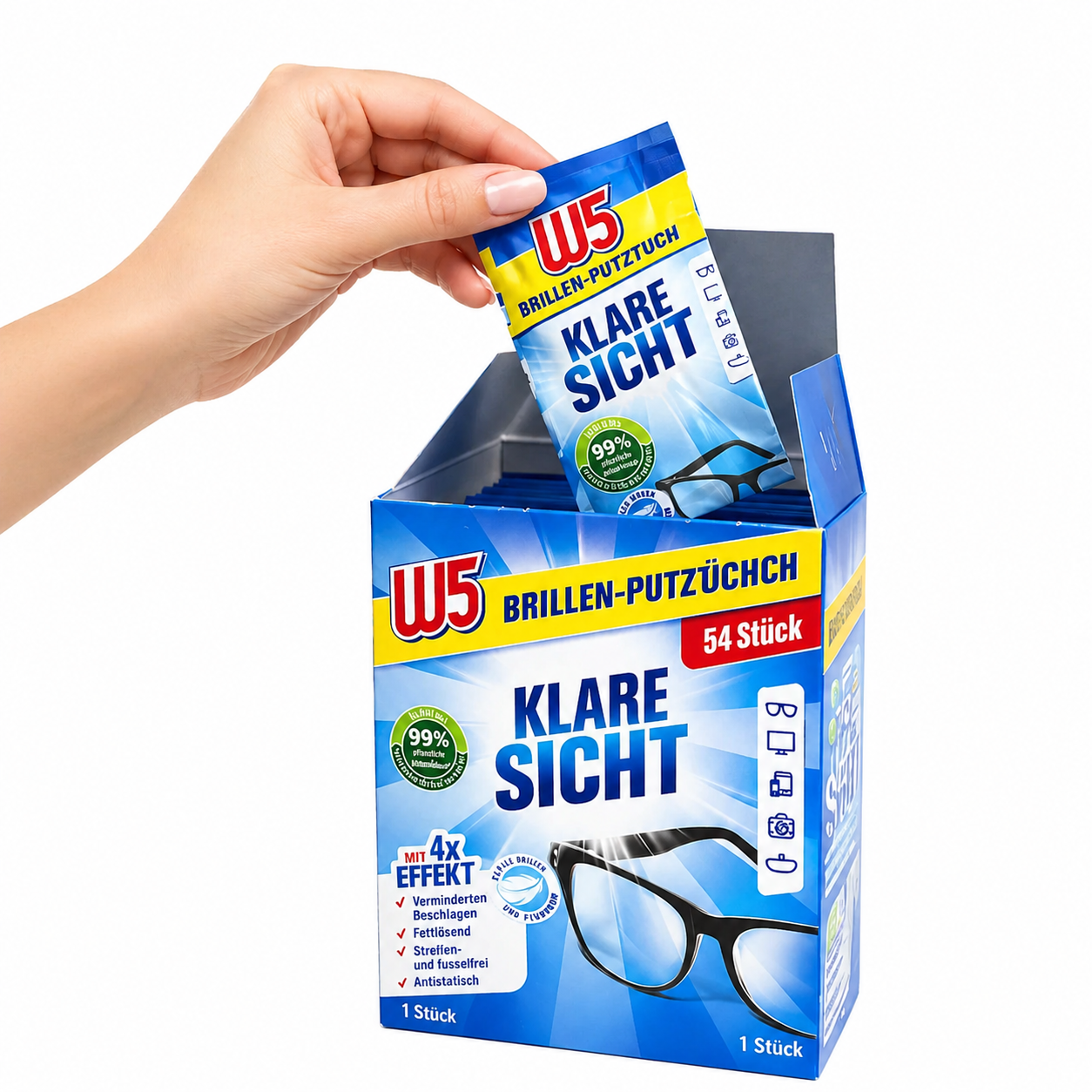 W5 Brillenputztücher – feucht Klare Sicht Set