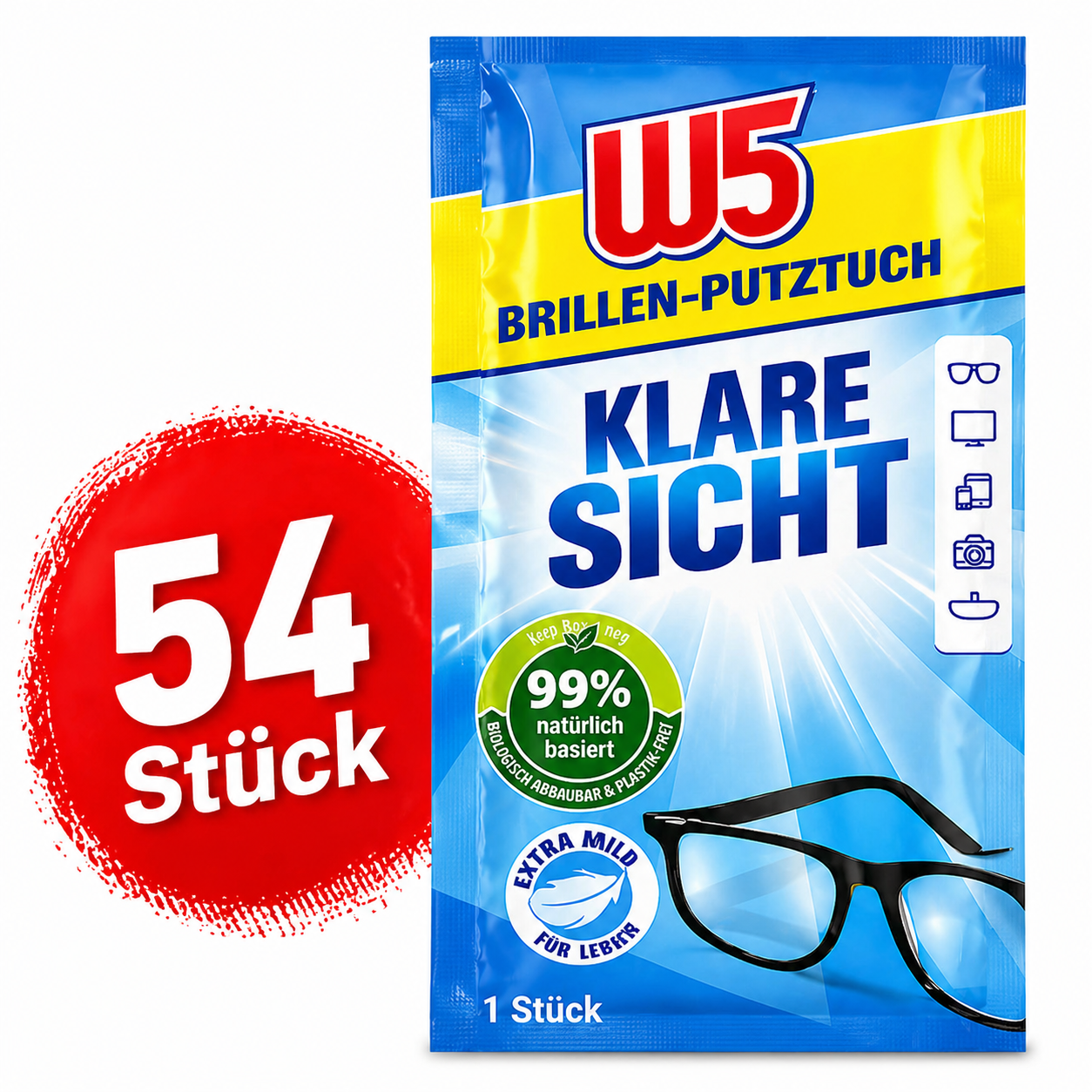 W5 Brillenputztücher – feucht Klare Sicht Set