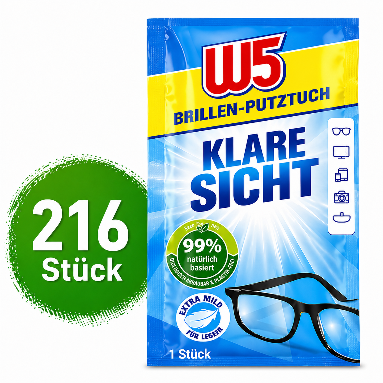 W5 Brillenputztücher – feucht Klare Sicht Set