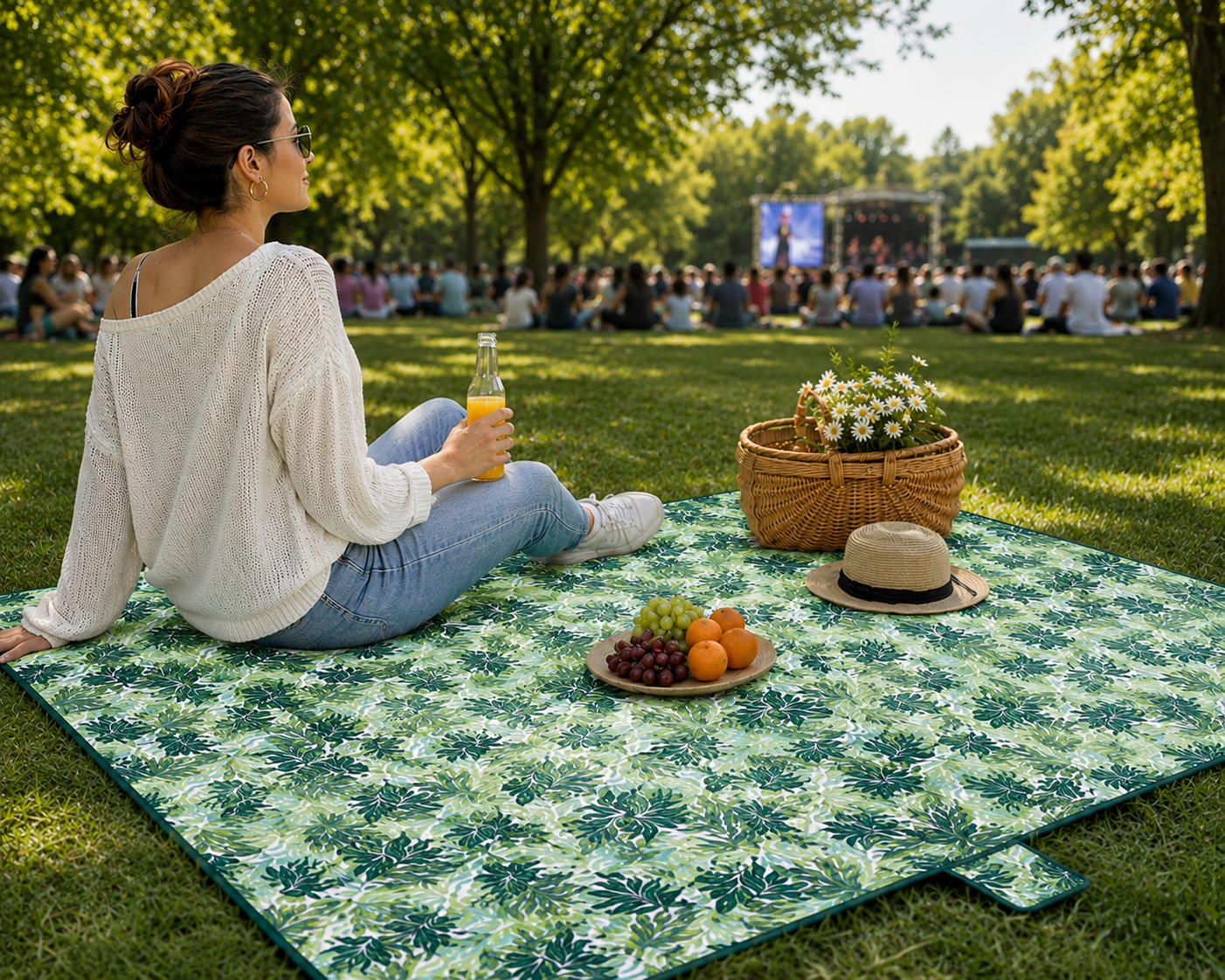 XXL Picknickdecke 200x200 cm – Faltbar & Schmutzabweisend