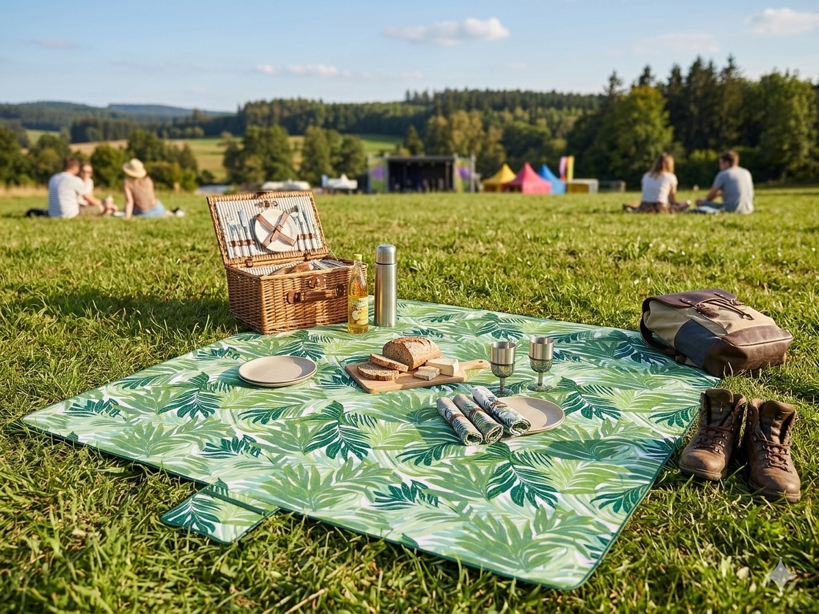 XXL Picknickdecke 200x200 cm – Faltbar & Schmutzabweisend