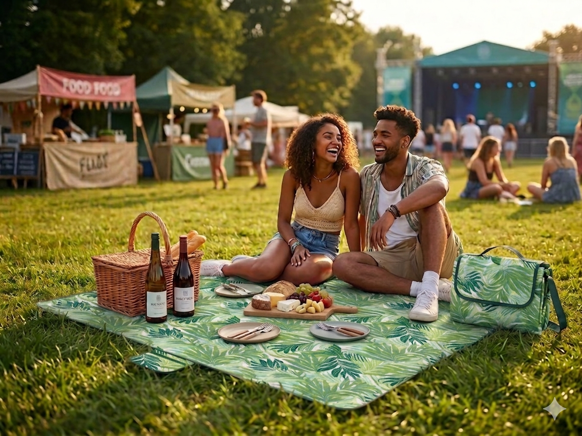 XXL Picknickdecke 200x200 cm – Faltbar & Schmutzabweisend