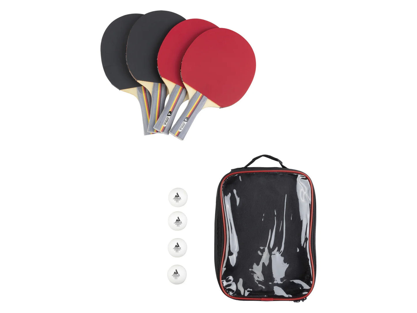 JOOLA Team School Tischtennis-Set – 4 Schläger, 4 Bälle & Tasche