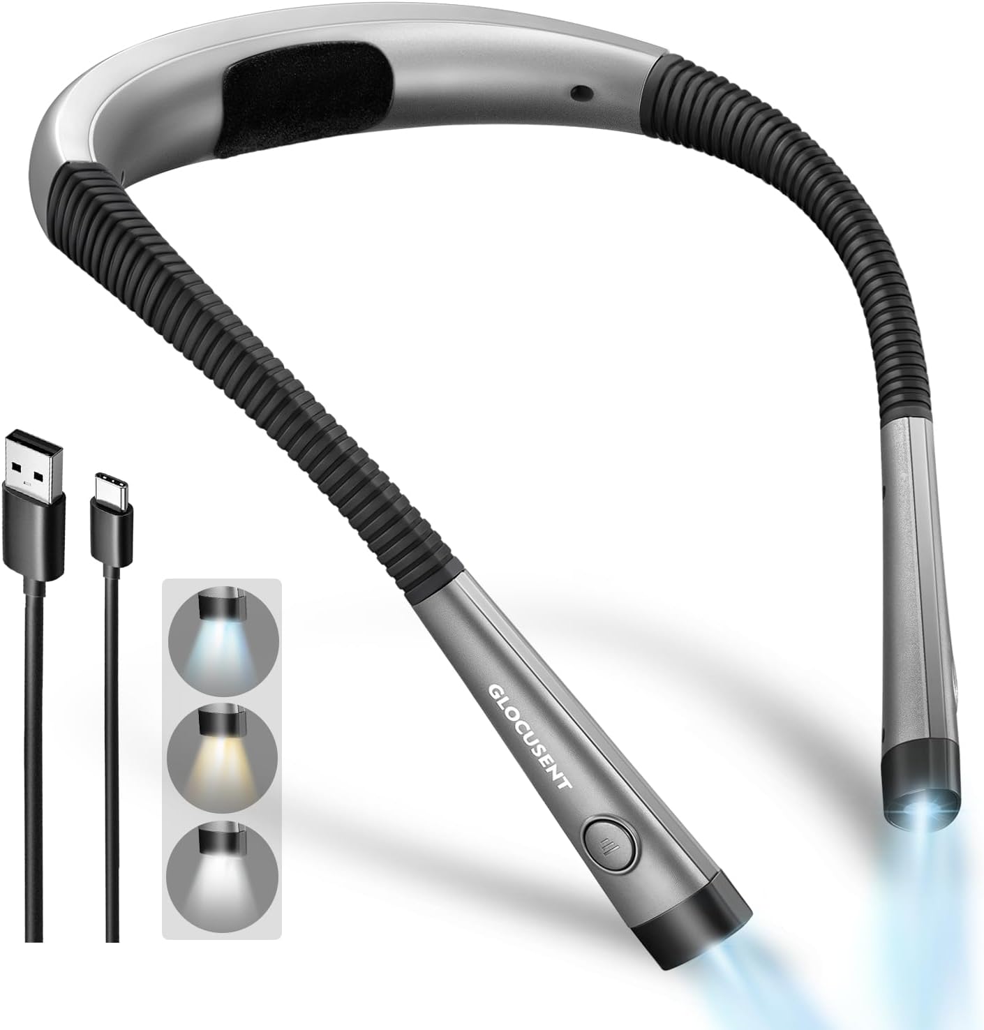 LED Nackenlampe Leselampe – Wiederaufladbar mit 3 Lichtfarben & 6 Helligkeitsstufen