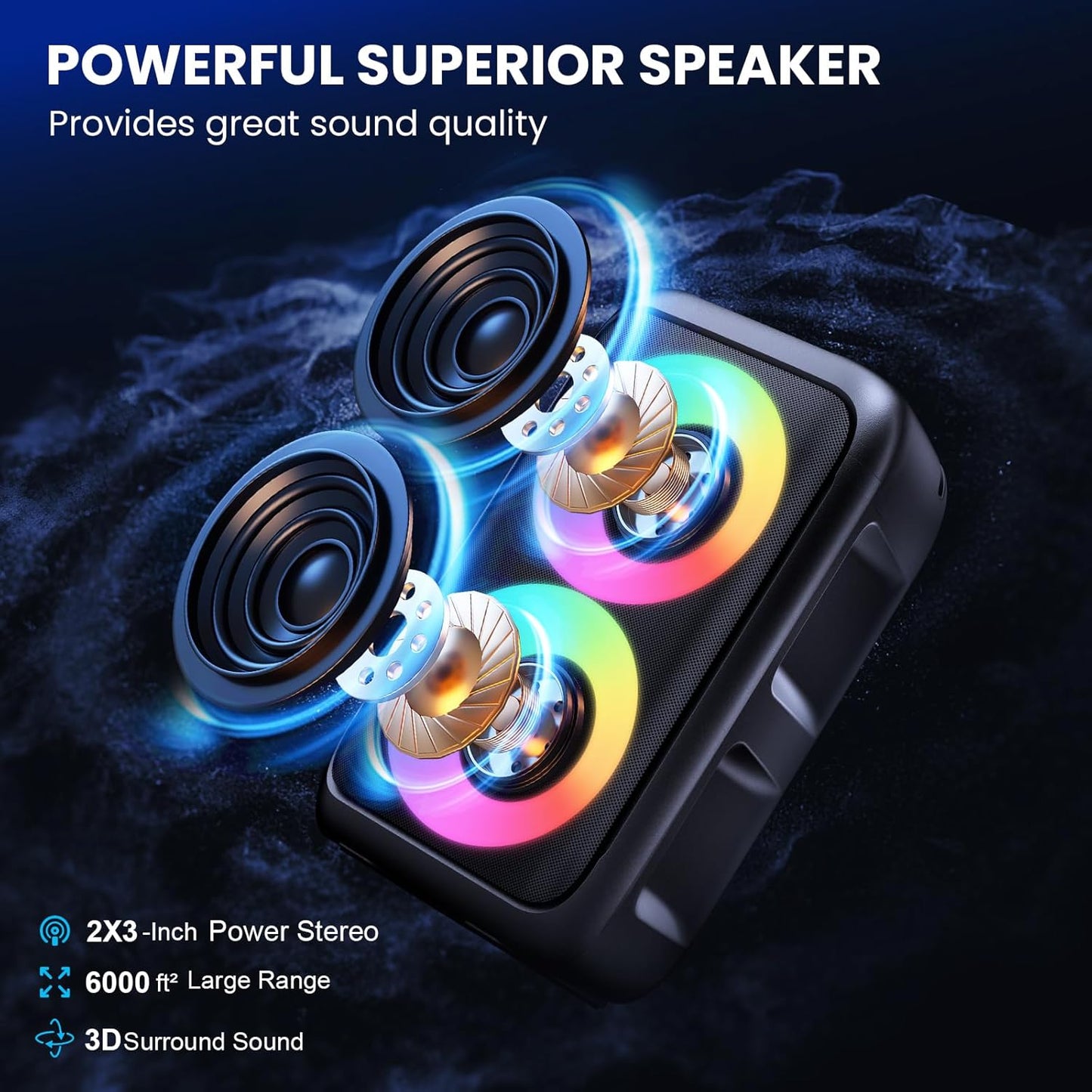 Karaoke Maschine 2 Mikrofonen – Bluetooth Lautsprecher mit LED