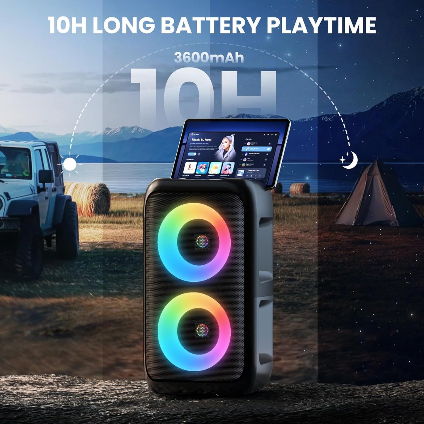Karaoke Maschine 2 Mikrofonen – Bluetooth Lautsprecher mit LED