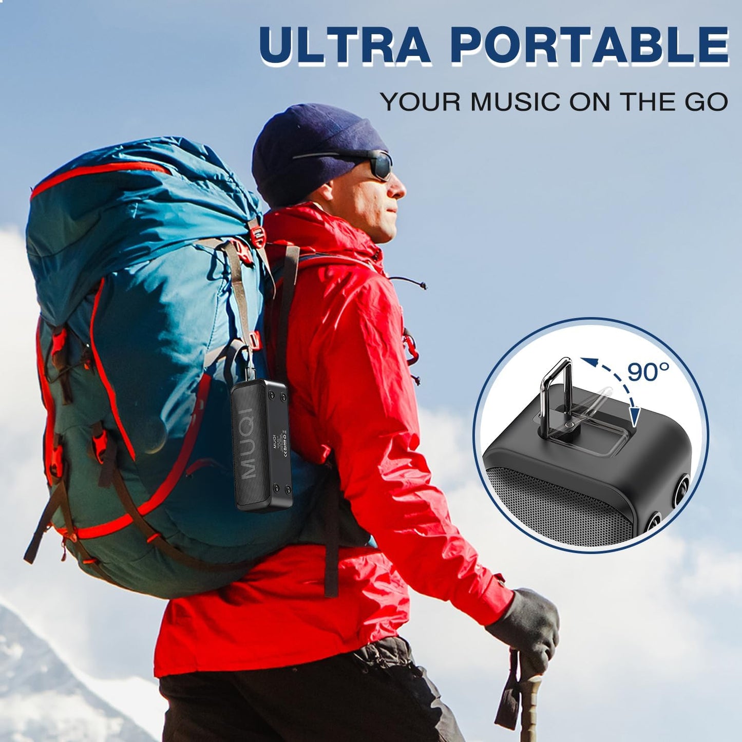 MUQI Bluetooth Lautsprecher IPX7 Wasserdicht – 10W Stereo Sound, 24 Std. Akku, Bluetooth 5.0, Freisprechfunktion