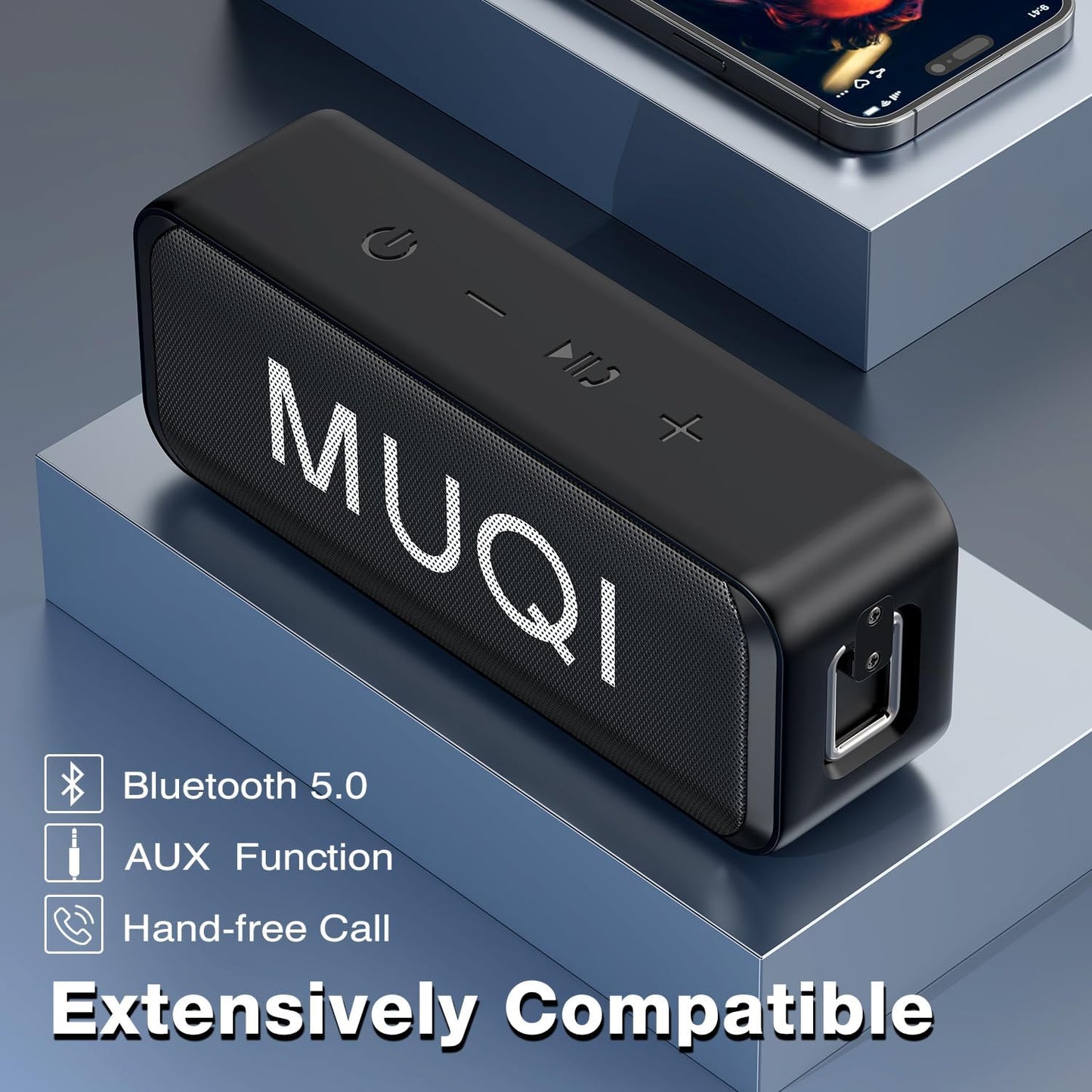 MUQI Bluetooth Lautsprecher IPX7 Wasserdicht – 10W Stereo Sound, 24 Std. Akku, Bluetooth 5.0, Freisprechfunktion