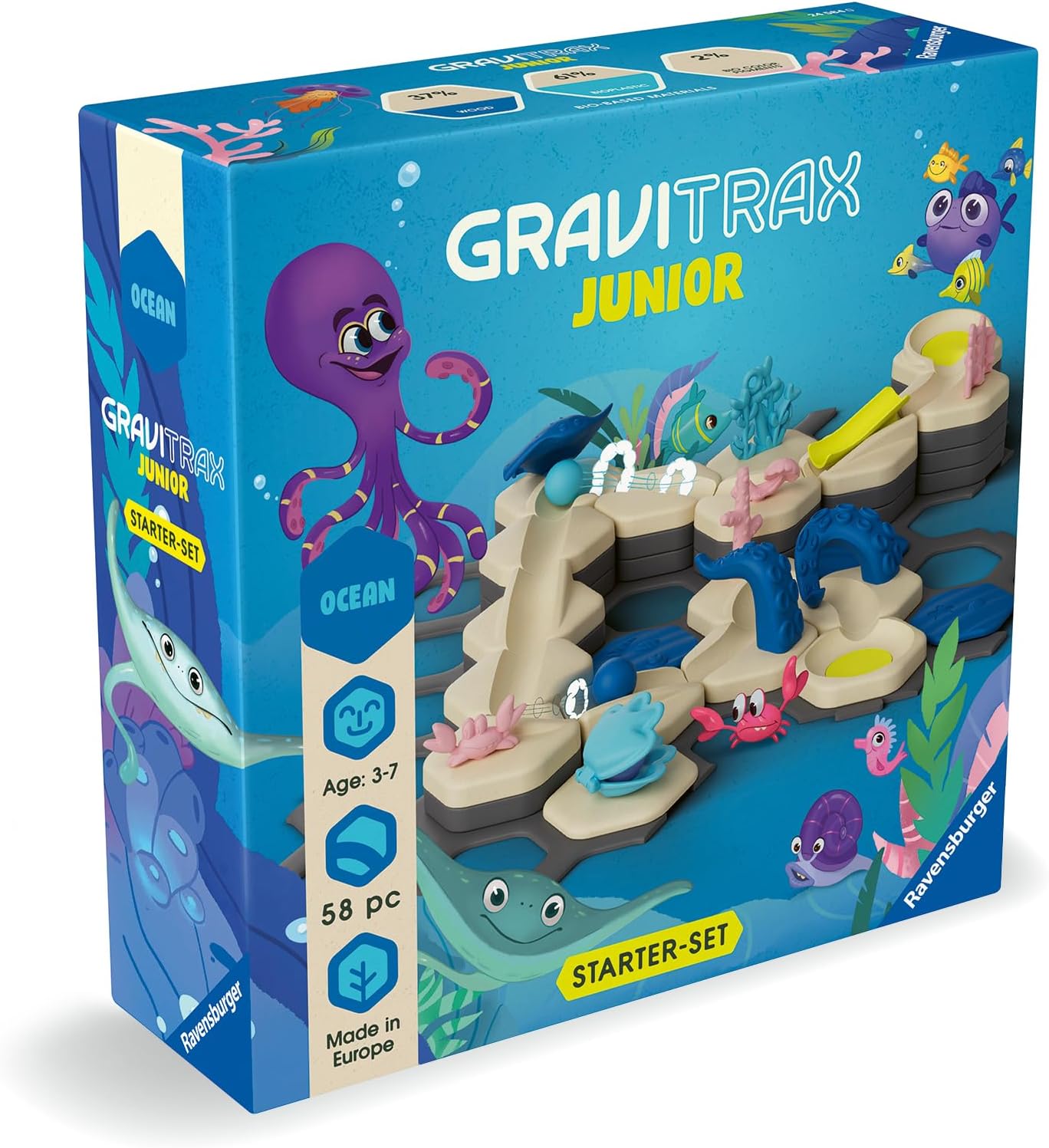 Ravensburger GraviTrax Junior Starter-Set S Ocean – Kugelbahn ab 3 Jahren