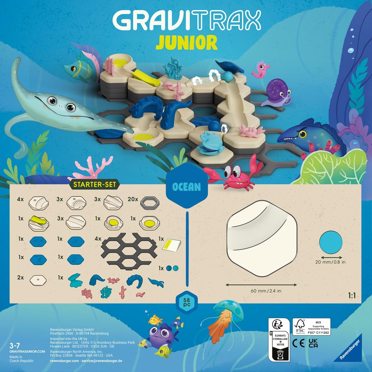 Ravensburger GraviTrax Junior Starter-Set S Ocean – Kugelbahn ab 3 Jahren
