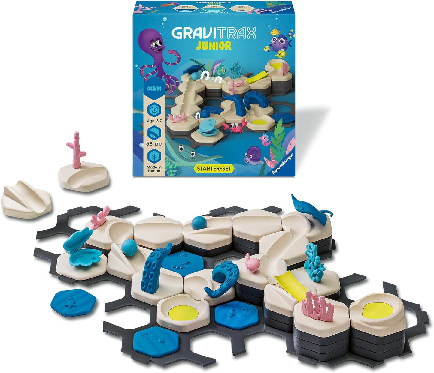 Ravensburger GraviTrax Junior Starter-Set S Ocean – Kugelbahn ab 3 Jahren