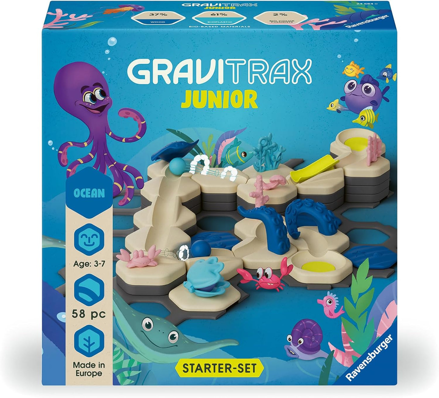 Ravensburger GraviTrax Junior Starter-Set S Ocean – Kugelbahn ab 3 Jahren