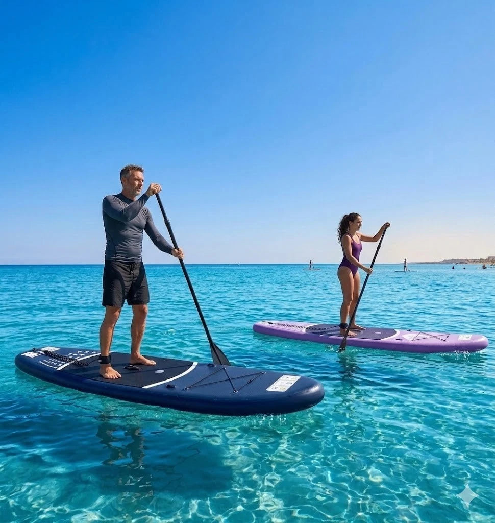 XXL SUP Board Set 366 cm Lila – Aufblasbares Stand Up Paddle Board mit Kajak Sitz, Paddel, Pumpe & Rucksack