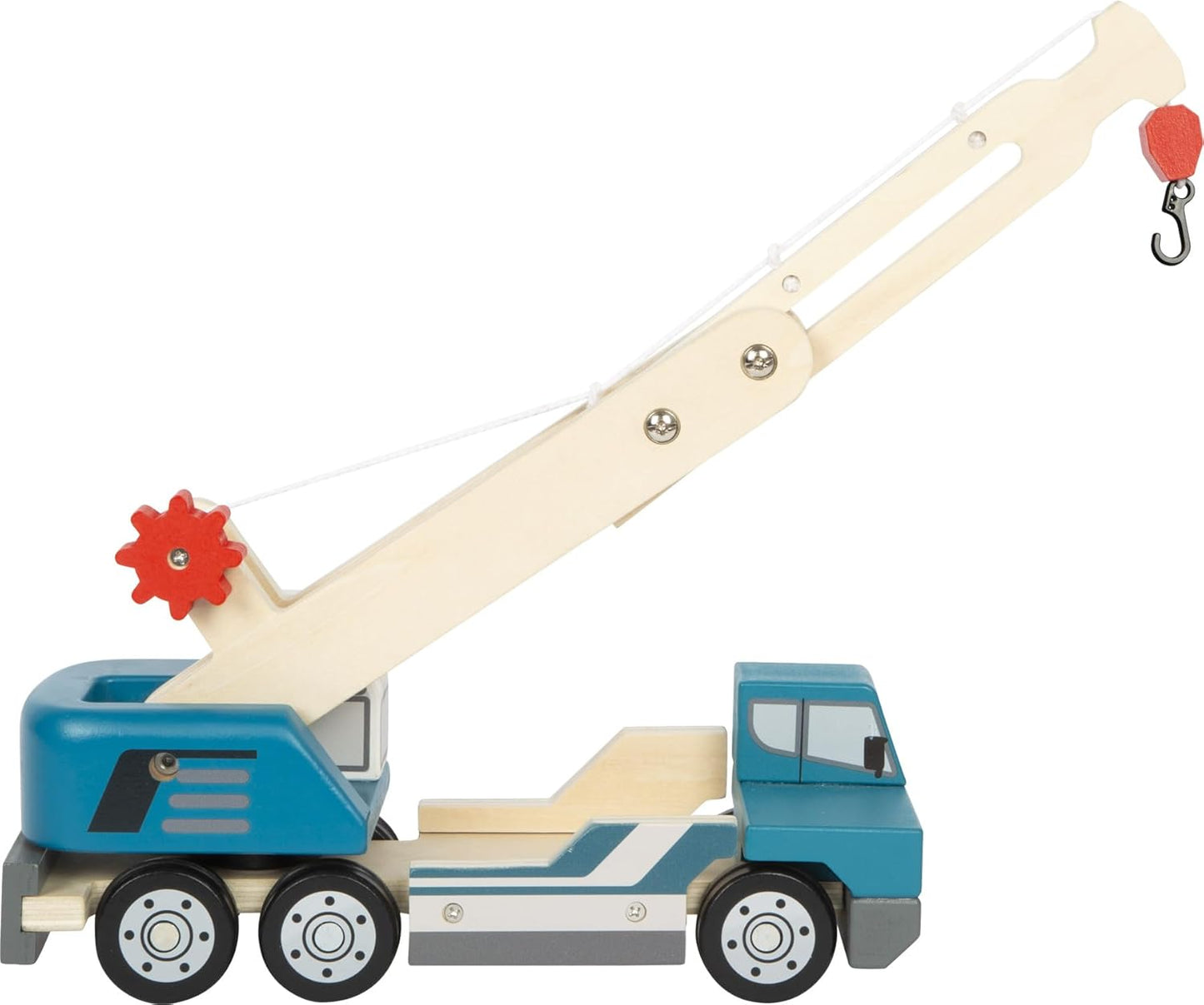 small foot Kranwagen mit Palette – Holz Baustellenfahrzeug mit 360° Kran