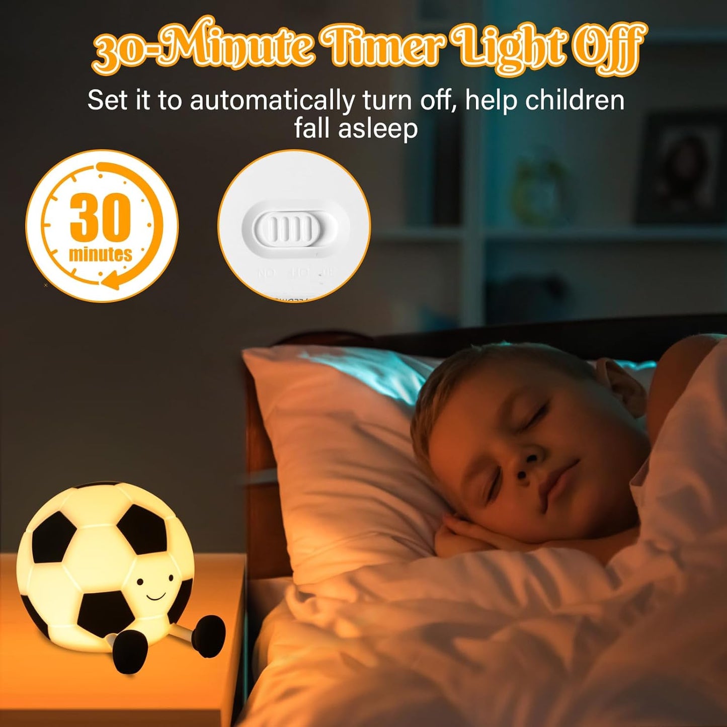 Kinder Nachtlicht Fußball – LED Silikonlampe mit Timer & 3 Helligkeitsstufen